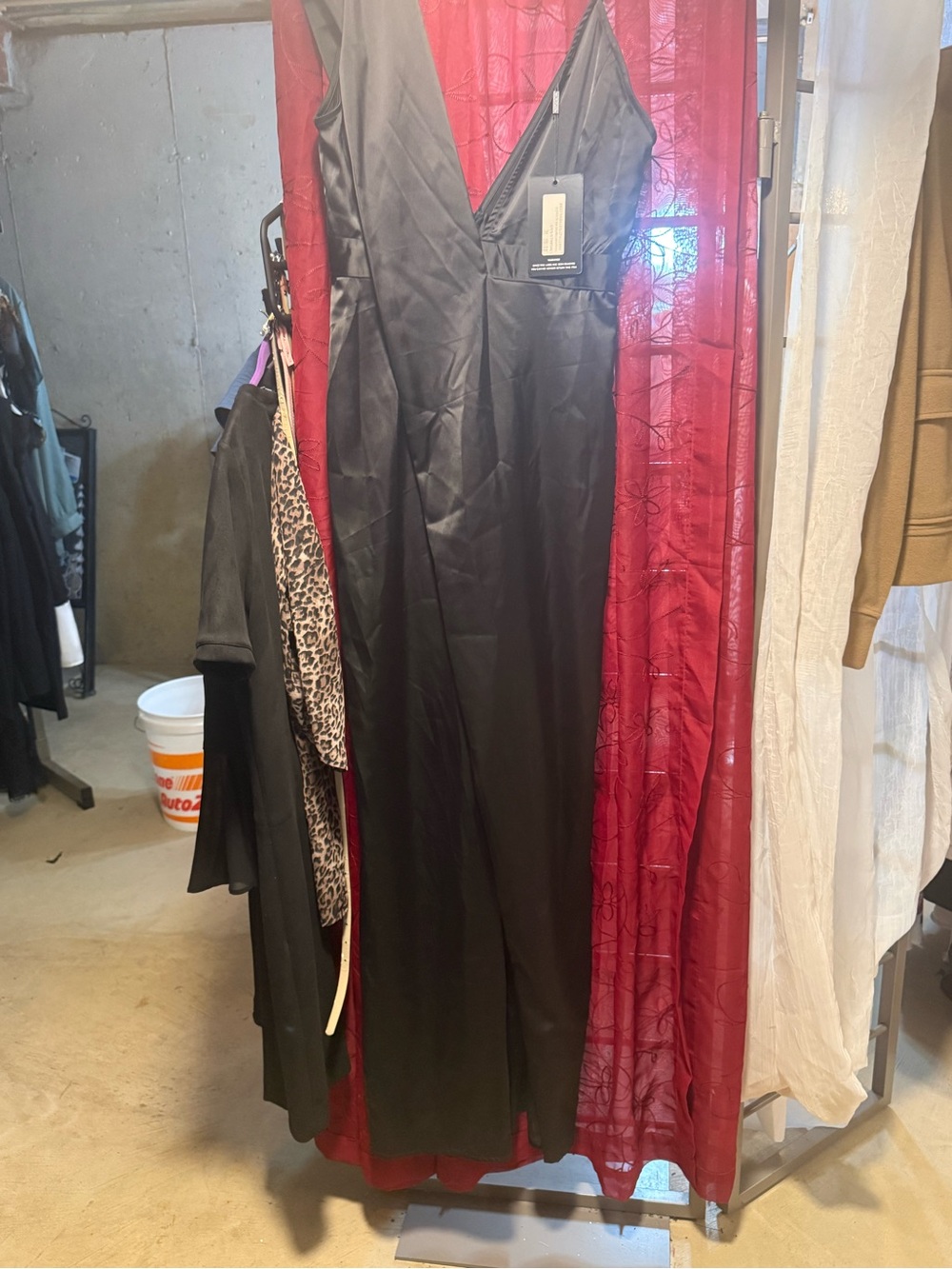 PrettyLittleThing Black Satin Spaghetti-Strap Jumpsuit - Picture 2 of 13
